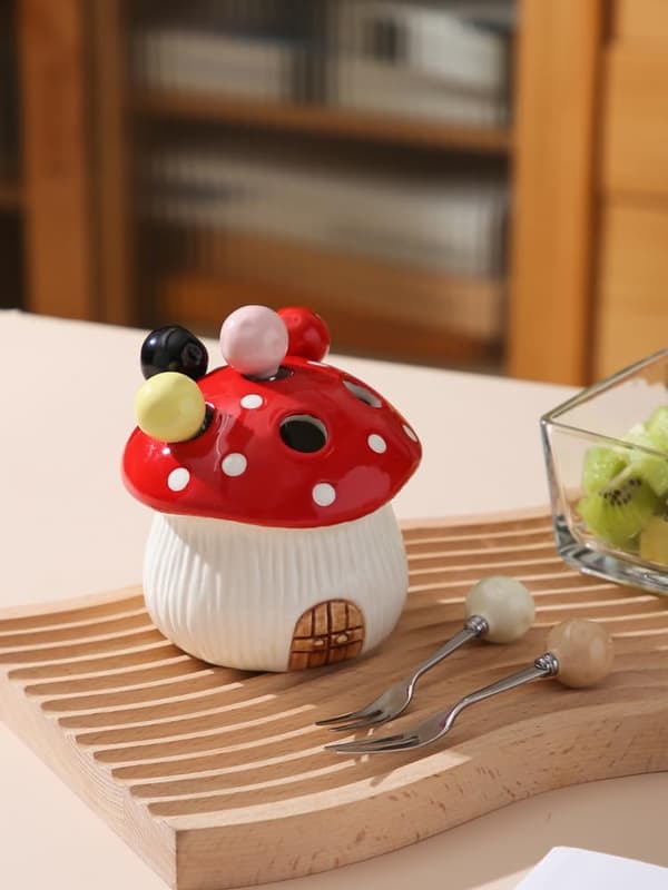 Sopp dessertgafler sett fruktsalat med holder rød - Red
