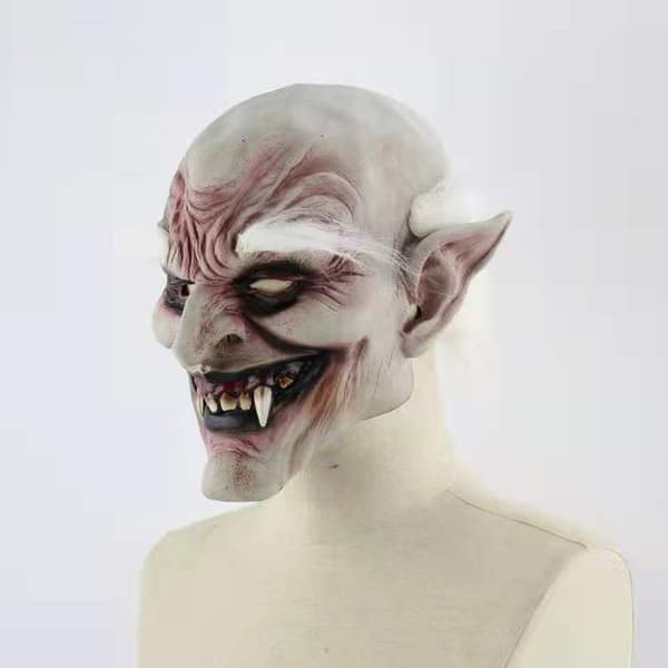 White-faced Old Demon Halloween Horror Devil Mask White Hairy Ghost Haunted House Dress Up Props Set