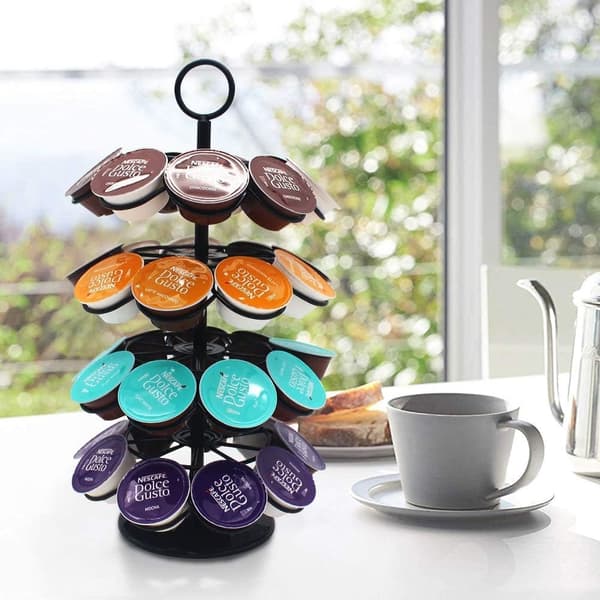Kaffe Kapselholder Kapseldispenser Roterende Display Stativ til 36 Kapsler, Podholder Opbevaringshylder, 360 Grader Roterbar