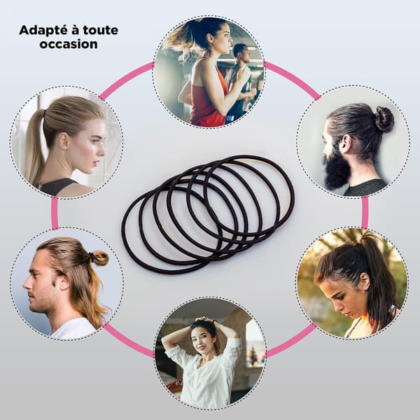 Hårbånd - 100-pak kraftige nylon- og gummibånd 2 mm
