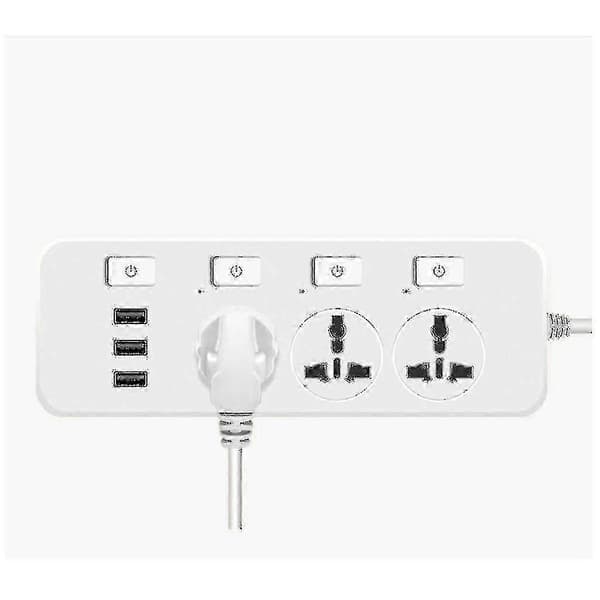 US/UK/EU Power Strip 5V2.1A Surge Protector with 3 Outlets & 3 USB Ports [db]