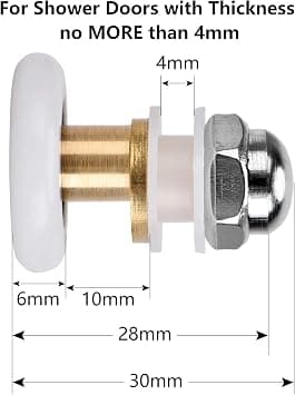 8 stk. bruseafdørruller, rullediameter 25 mm til badeværelset