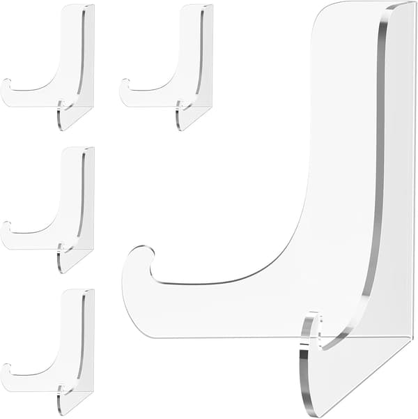 5-pak Akryl Displaystativer, Tallerkenstativer til Display, Klart Staffeli, Displayholder til Kort, Ramme, Billede, Avis, Bog, CD, Telefon (Small/3 tommer)