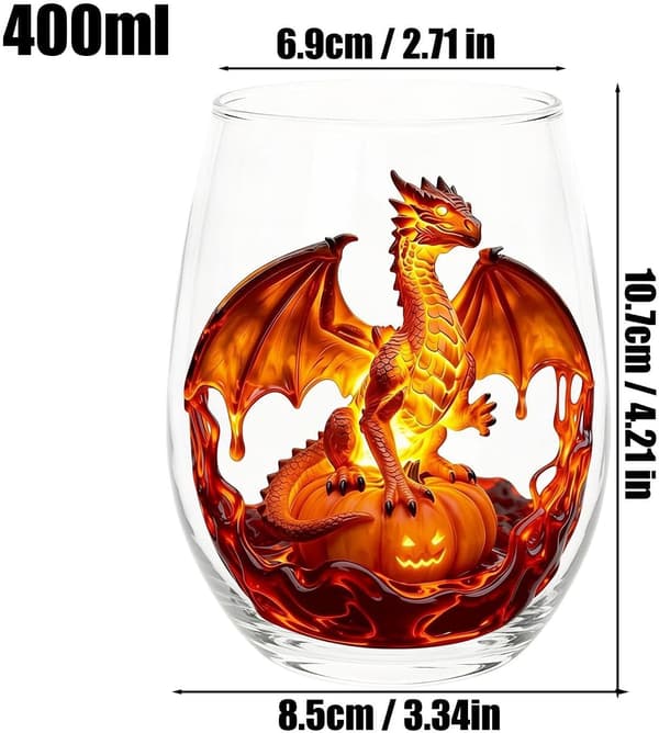 Vinglas uden 400 ml med 2D-drageprint B - B