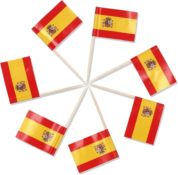 300 spanske flagg, liten tannpirker, flaggdekorasjon
