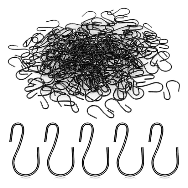 120 pcs 1-inch mini S-shaped hooks, S-shaped hooks, small S-shaped hooks, metal mini decorative hooks, for crafts (black) Black
