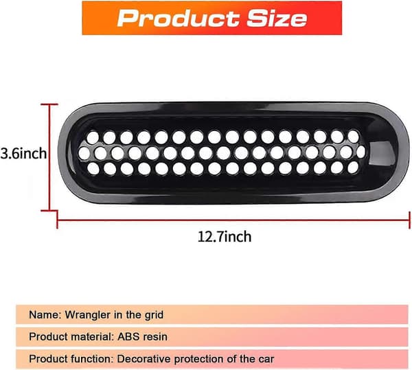 Pack-7 Car Front Grill Mesh, Clip-in Front Mesh Grill Cover, Decorative Grill Inserts for 2007-2017 Jeep Wrangler JK (Black)