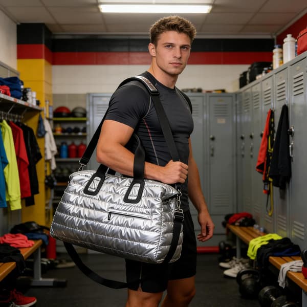 sportsbag for menn, vanntett, stor handlepose, sølv, Se référer descriptif, se beskrivelse sølv - Silberfarben