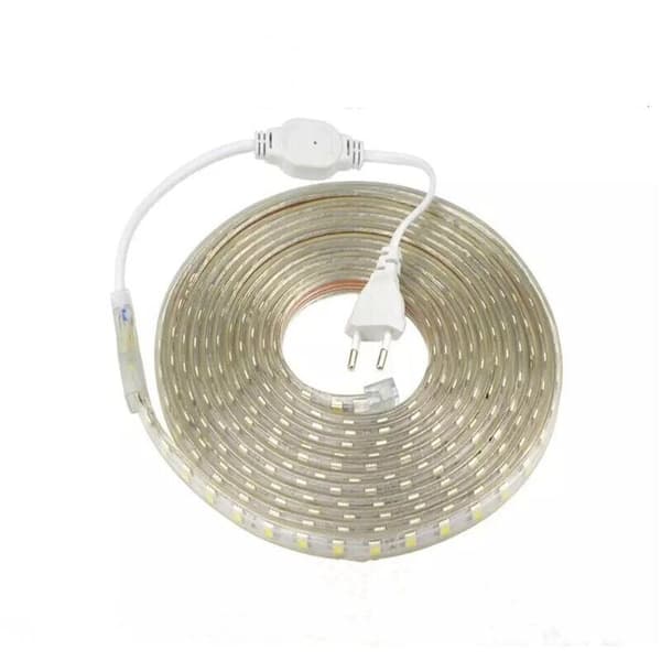 5 meter LED-stripe med bryter IP65 Vanntett LED-stripe, 220V LED-stripe, Kaldhvit