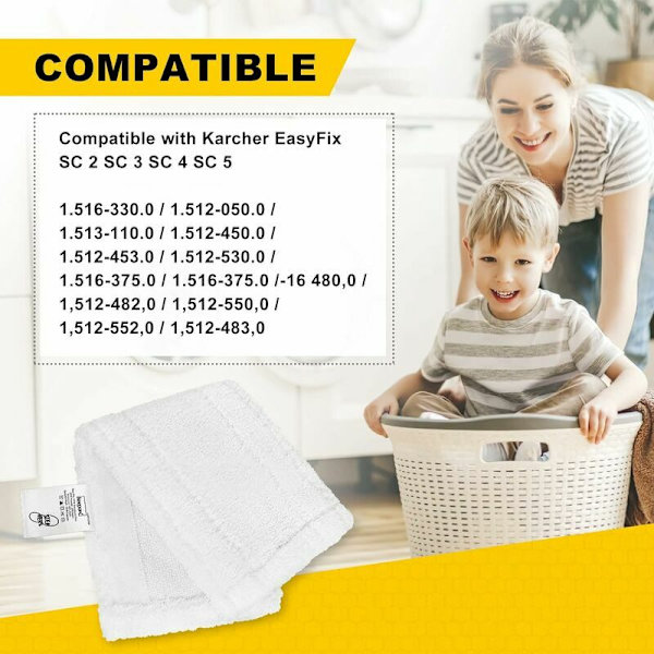 5 mikrofiberklude til Kärcher SC5 SC3 Easy Fix, erstatningsklude
