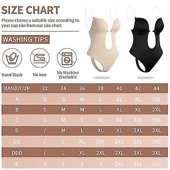 Women's Deep V-Neck Body Shaper Strapless Backless Bodysuit Shapewear (S Beige)