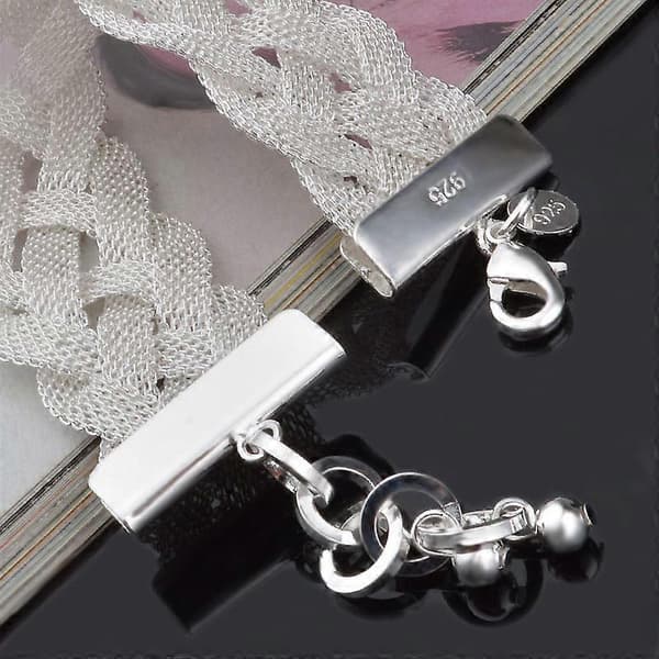 Nye modesmykker 925 Sterling Sølv Mesh Vævet Kædearmbånd til kvinder gave Sølv Silver