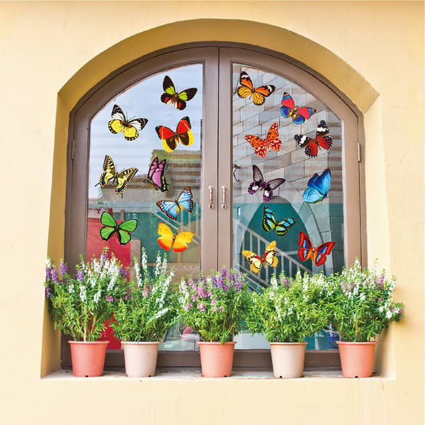 Window Decals Large Fantastic Decorative Butterflies Static Clings - Helps Prevent Birds from Flying into Your Windows