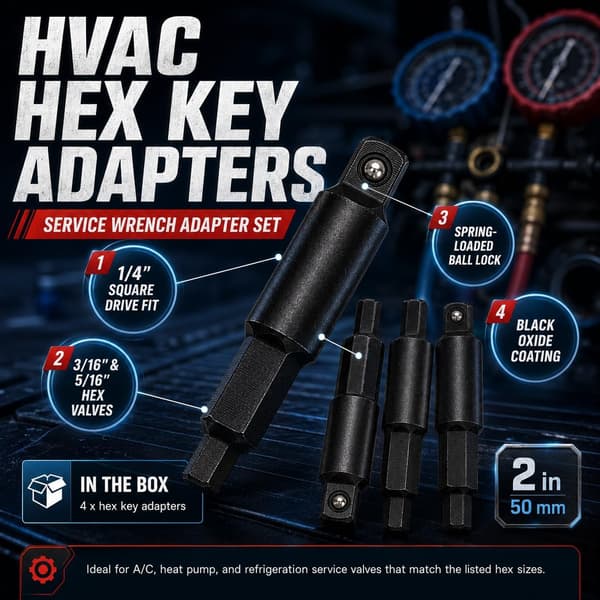 4-pack HVAC serviceverktyg sexkantsnyckeladapter