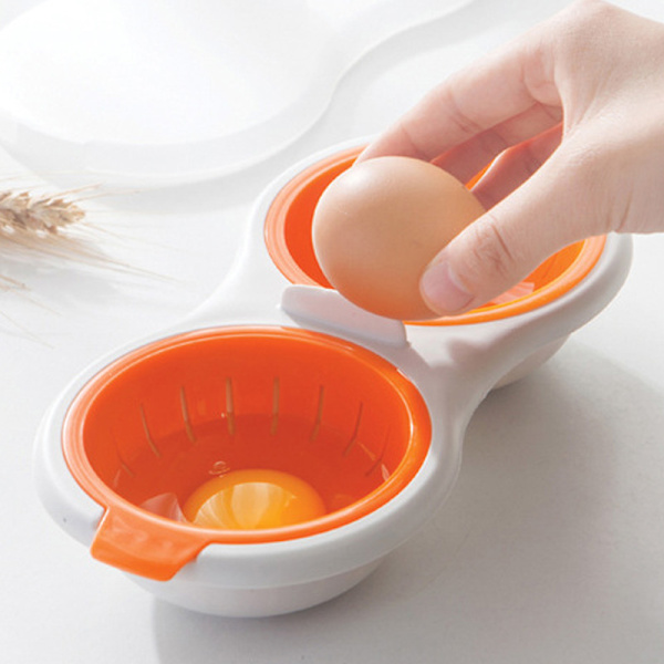 Double Egg Poacher Portable Microwave Egg Steamer Kitchen Utensil 1PC 1PC
