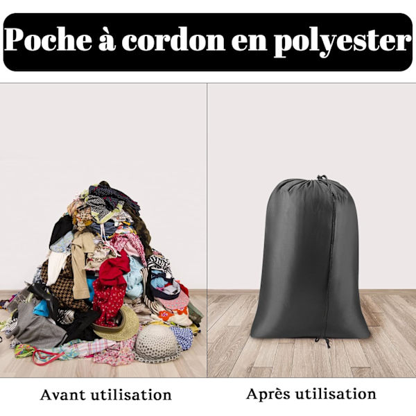 Black - 2-pack laundry bags, 50*40cm foldable travel laundry