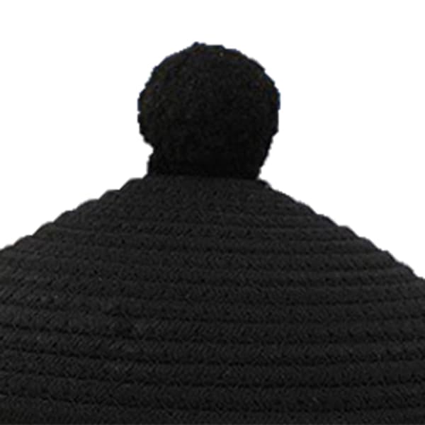 Desktop Storage Basket with Lid, Cotton Rope Organizing Basket, Black Spherical Woven Basket for Home Sundries