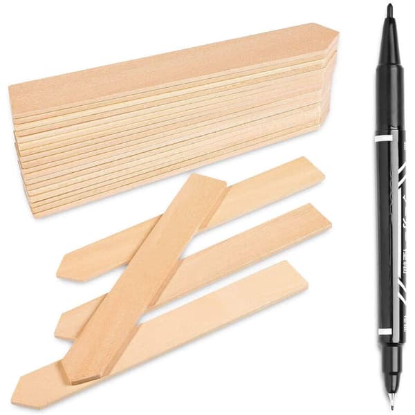 50 st Bambu Växtetiketter 2x15cm för Grönsaksplantor med Markeringspenna