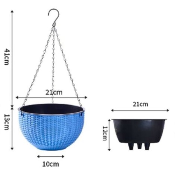 Ripustettavat kukkaruukut ruostumattomasta teräksestä valmistetulla ketjulla, 2 kpl, riippuvat kukkaruukut sisä- ja ulkokäyttöön (Kaliiperi 21 cm, vaaleanpunainen)