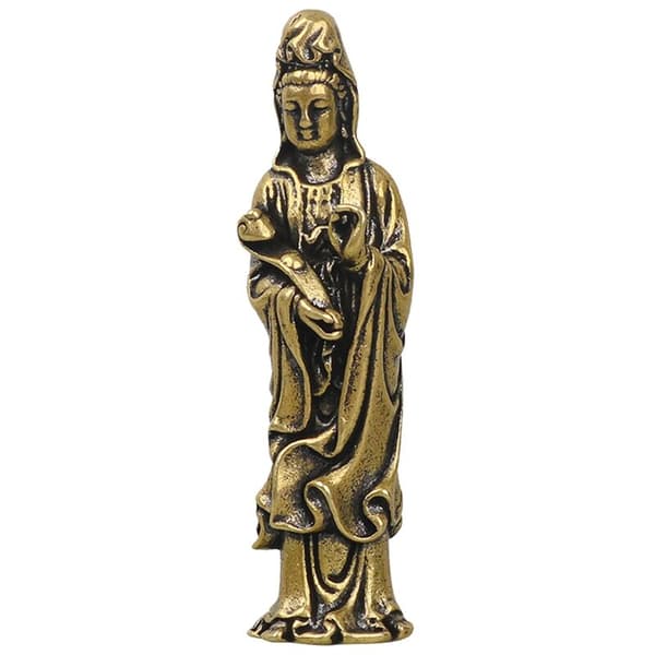 Miniatyr Yin Bodhisattva bronse statue for landskapsdekorasjon antikk bronsevare
