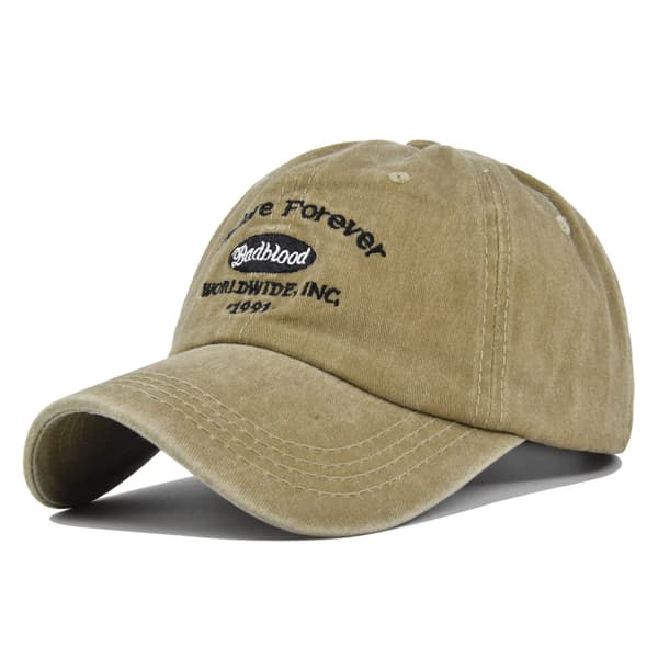 Retro Small Letter Embroidered Cap Embroidered Patch Peaked Cap Washed Distressed Sun Hat Cap Cb3908LakeWaterGreenColor Adjustable