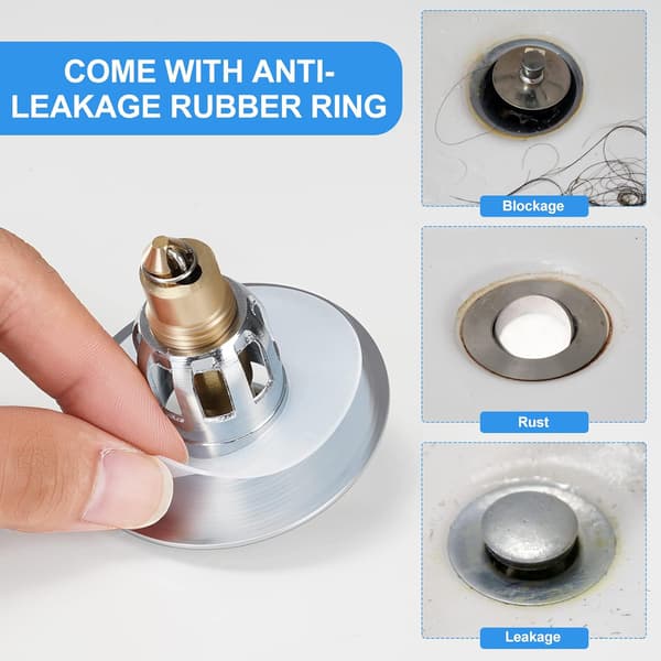 Stainless Steel Pop-Up Drain, Sink Drain Plug, Anti-Clogged Drain