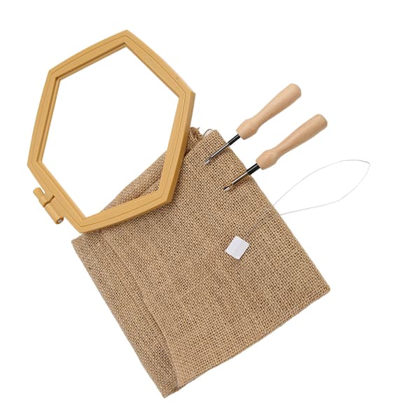Punch Needle Kit Hexagon Hoop Gloss Frame Easy Use Safe Durable Punch Embroidery Kit for Craft DIY Beginners