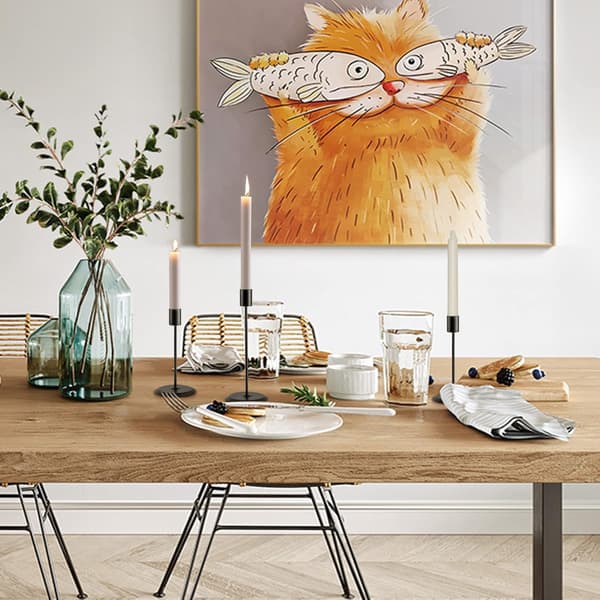 Svarte Lysestaker, Sett med 2 Dekorative Lysestaker fo