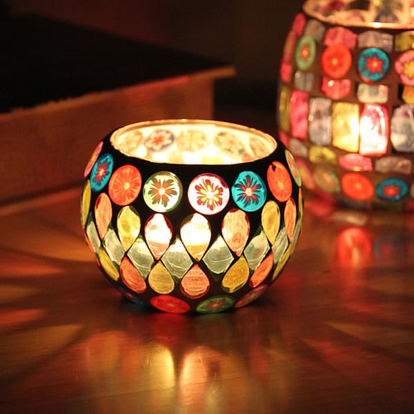 Lys skyggeeffekt stearinlys lanterne orientalsk dekorativ lampe