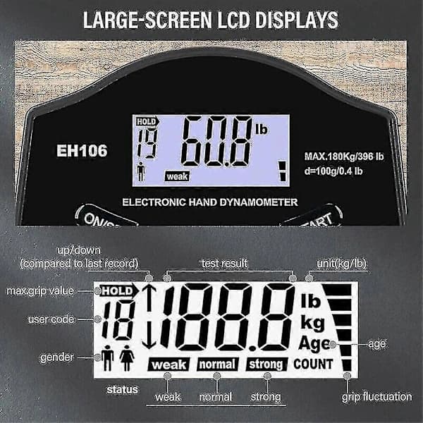 Grip Strength Tester, 180 kg Digital Hand Dynamometer Grip Strength
