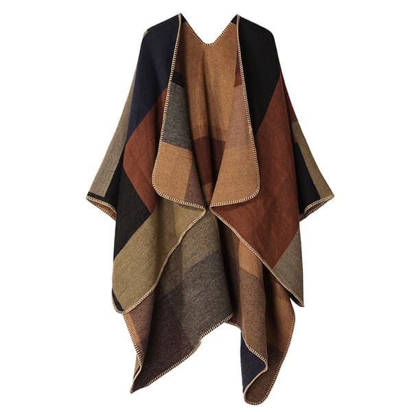 Dam Filt Sjal Wrap Vinter Öppen Cape Poncho Oversized Kofta Tröja