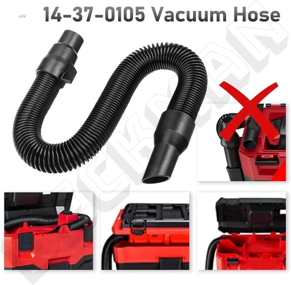 Replacement Vacuum Hose with Internal Storage Compatible with 18V 28V Wet/Dry Vacuum 14 37 0105 Black