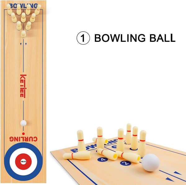 Curling Game for Family 119 cm, 3 in 1 Table Shuffleboard, Table Curling Game, Table Curling Bowling