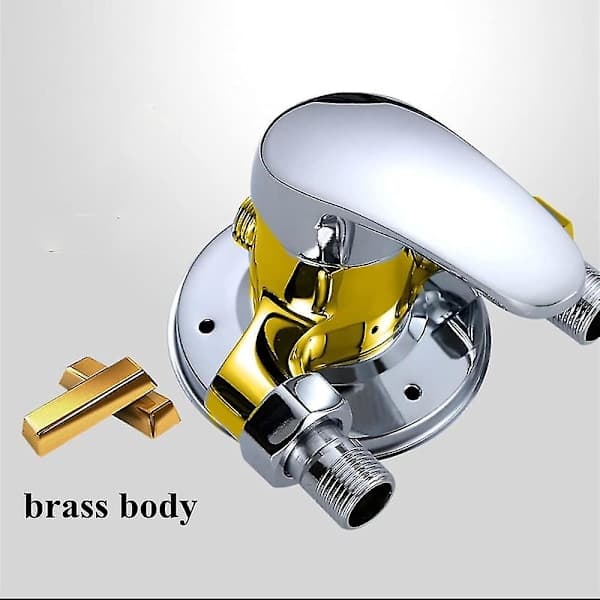Wall-mounted shower mixer with a single brass handle for bathroom cold and hot water, chrome