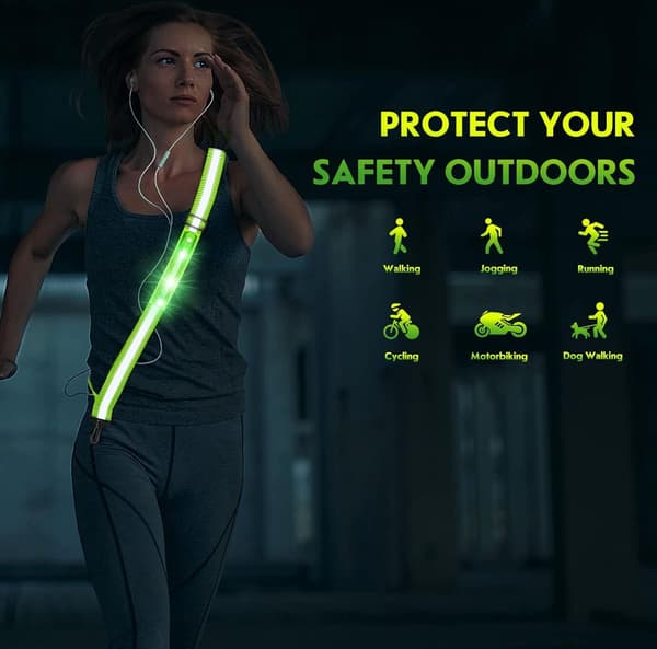 Waterproof Running Lights with High Visibility, Running Vest with 360 Degree Reflective Strips