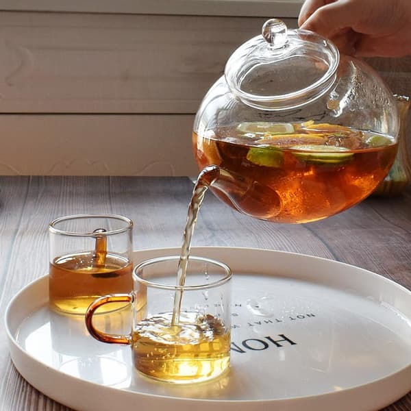 Tekande Glas Tekande Kaffekande, Kedel til løs med låg, 43Oz, 1300ML -