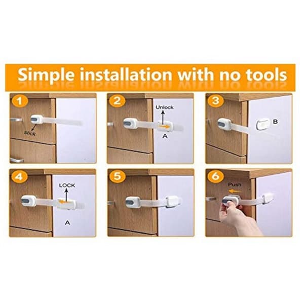 Safety Strap for Refrigerator, Cabinets, Drawers, Dishwasher and More, Toilet - Adjustable Strap, No Drilling Required
