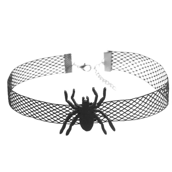 Halloween Edderkop Halskæde Sort Net Blonde Choker Hallowmas Kostume Tilbehør