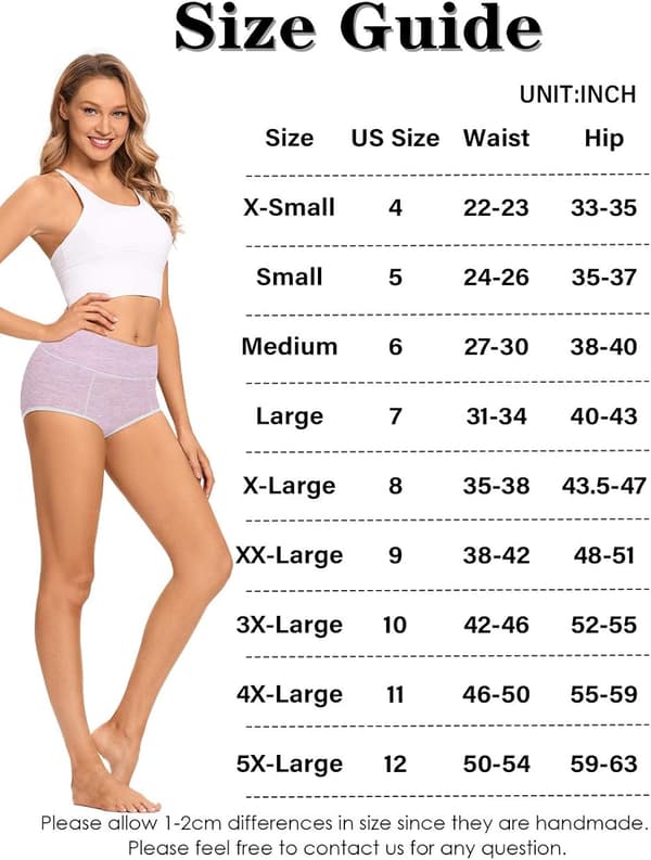 Bomuldsundertøj til kvinder med høj talje, bløde og åndbare trusser, stræktrusser, normal & plus size 5-pak