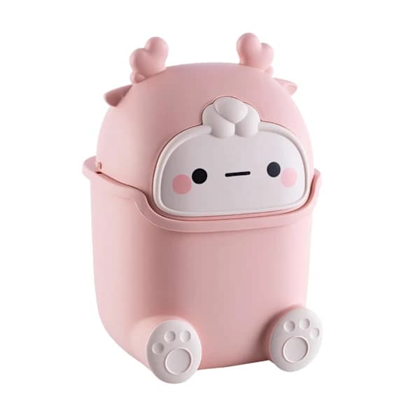Cute Flip Trash Can Cute Animal Shaped Waste Bin Cute Desktop Trash Can for Bathroom, Kitchen, Office