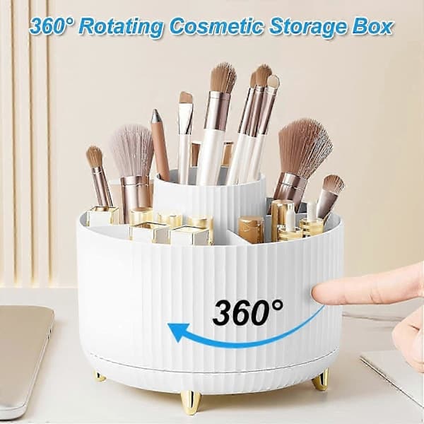 Makeup Organizer, Makeup Organizer til badeværelse, Roterende kosmetikbørsteholder, Makeup opbevaringsboks