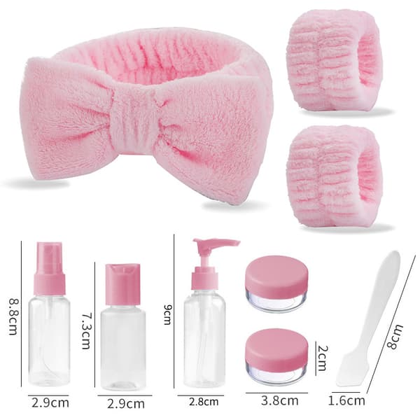 Hårbånd, armbånd, sprayflaske - 9-dels sett (Rosa)