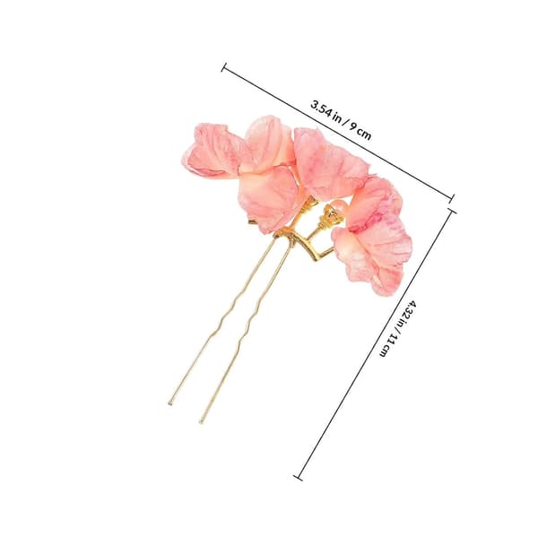 Hanfu hårspænder med silkeblomster og perler, 1 par, lyserød legering, antik stil, til outfits bryllupper -