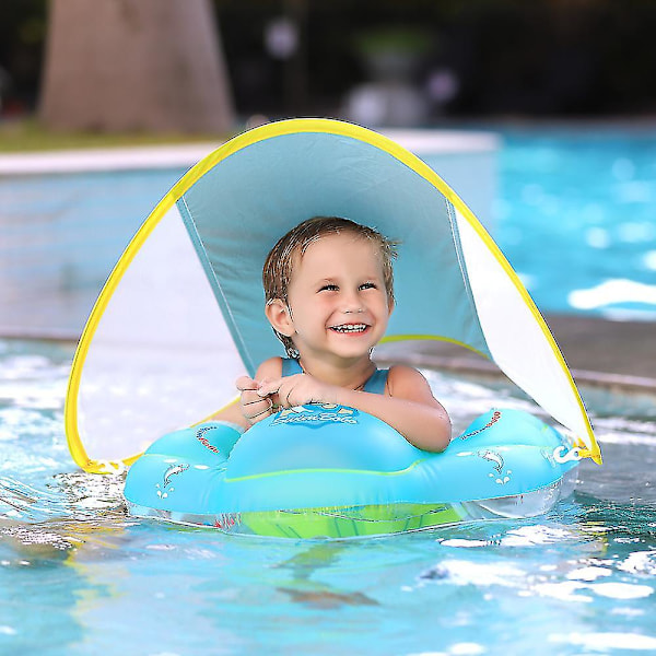 Inflatable Baby Swimming Float Ring Baby Pool with Sun Canopy Shade XL
