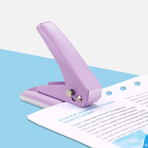 Compact Mini Single Hole Punch, Easy Punching with Reduced Force, Collection Tray for Cleanliness, Non-Slip Base for Stability, Metal Structure