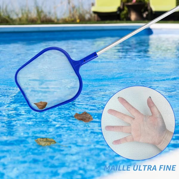 Overfladeskimmer til swimmingpools, poolnet, poolskimmer med 120 cm justerbar teleskopstang