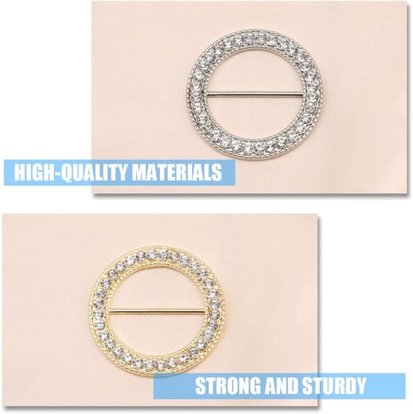 4-pack Strass T-shirt Clips Mode Halsduksklämma Ring Elegant Halsduk Midjespänne