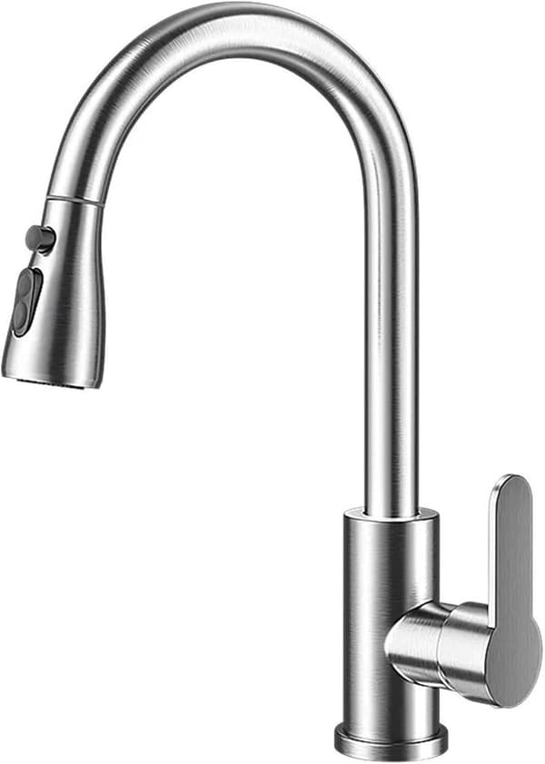 Kitchen Faucet with Pull-Out Spray, High Arc Pull-Out Kitchen Faucet Ensures Efficient RV Cleaning (Plating)
