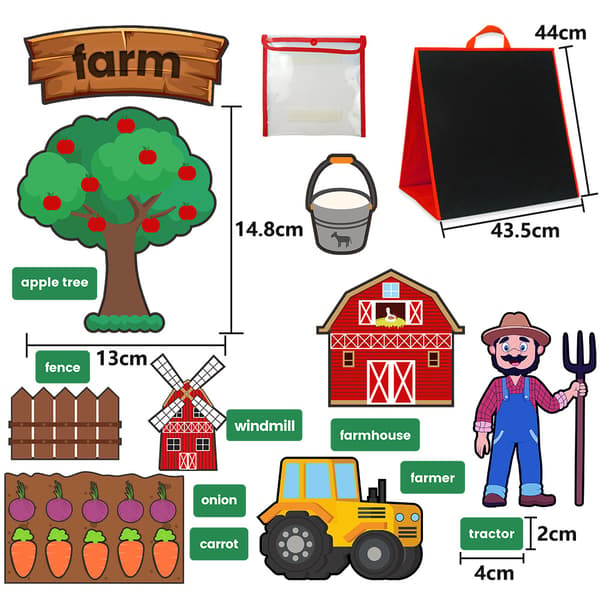 Handheld Foldable and Standing Felt Board with Farm Story Felt Pieces Felt Board Stories