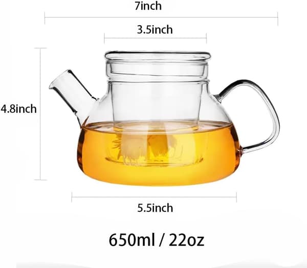 Glas tekande, tekande, filtrerbar tekande med låg, 600ml -